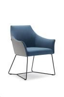tulip tub chair with sled base blue fabric