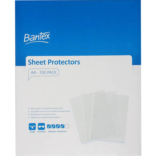 Image for BANTEX HEAVY DUTY ANTI GLARE SHEET PROTECTORS A4 COPYSAFE BOX 100 from Aztec Office National