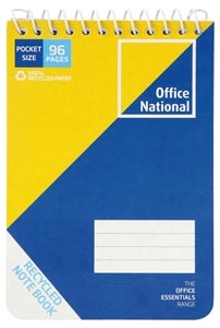 Image for OFFICE NATIONAL SPIRAL PKT N/BK 112x77mm TOP OPEN from Aztec Office National