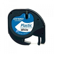 dymo letratag tape plastic black on white 12mm x 4m #91201