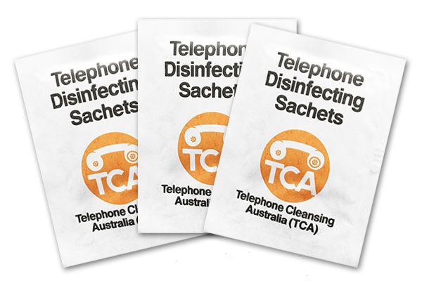 Image for TCA PK100 TELEPHONE CLEAN DISINTECTING SACHETS WIPES from Aztec Office National Melbourne