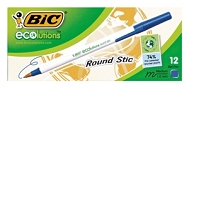 bic ecolutions round stic pen blue box 12