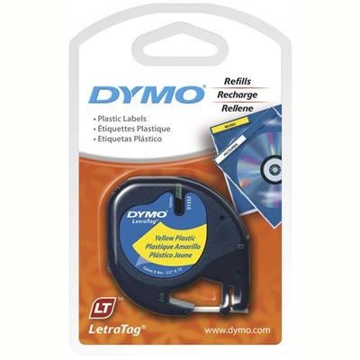 Image for DYMO 91202 LETRATAG PLAST YELLOW 12MMx4M from BACK 2 BASICS & HOWARD WILLIAM OFFICE NATIONAL