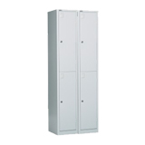 go steel bank of 2 lockers, each locker 1830mm h x 455mm d x 305mm w, two doors per locker, latchlocks for padlock, silver grey