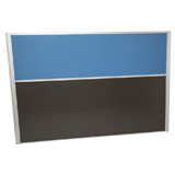 furnx rapid screen sc1812 divider panel, 1800mm w x 1250mm h, blue fabric above desk, charcoal melamamine below, pinnable centre