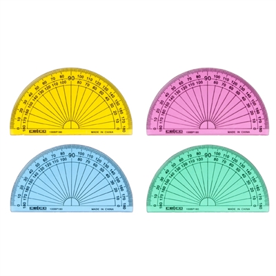Image for CELCO PROTRACTOR 180 DEGREES 100MM ASSORTED BOX 50 from Aztec Office National