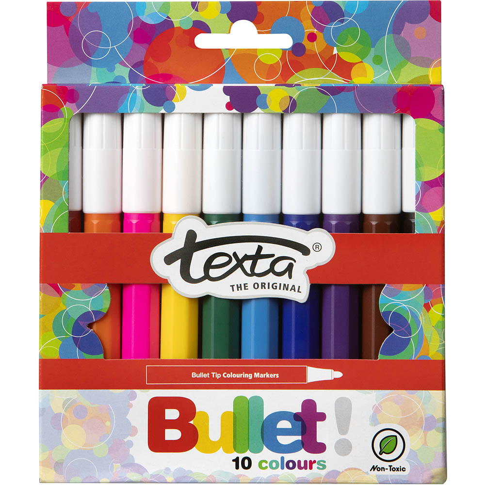 Image for TEXTA COLOURING MARKER BULLET 1.0MM ASSORTED WALLET 10 from Office National Balcatta