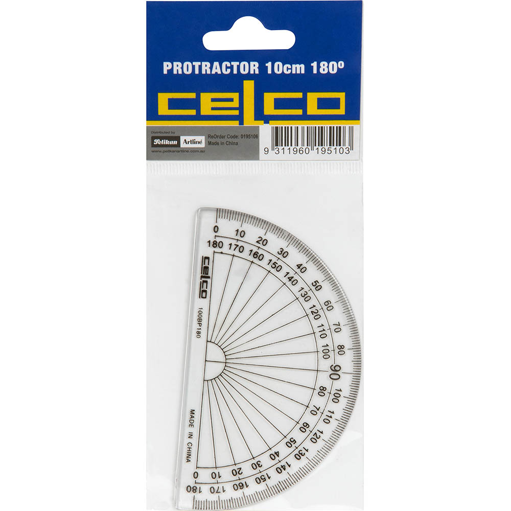 Image for CELCO PROTRACTOR 180 DEGREES 100MM HANGSELL from Surry Office National