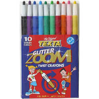 texta zoom twist crayon glitter assorted wallet 10