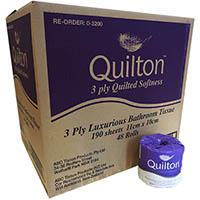 quilton toilet paper wrapped 3-ply 190 sheet white carton 48