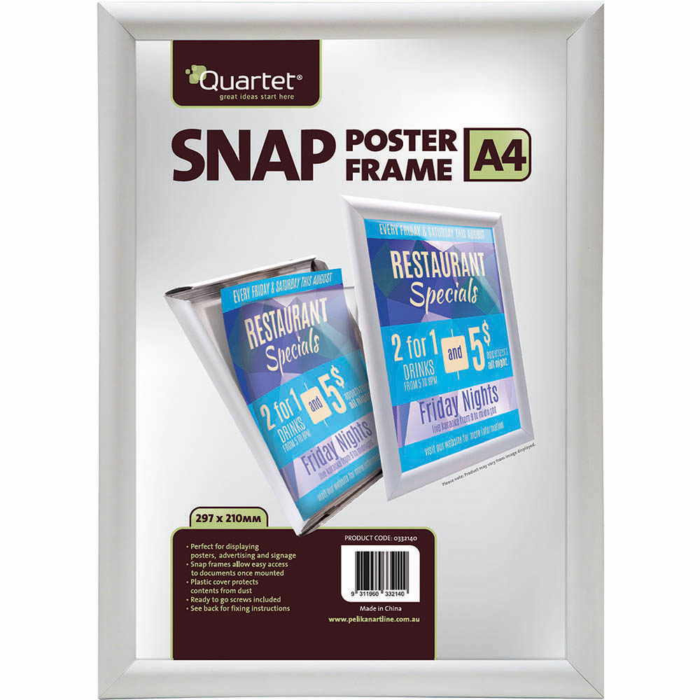 Image for QUARTET INSTANT SNAP POSTER FRAME A4 SILVER from Office National Caloundra Business Supplies