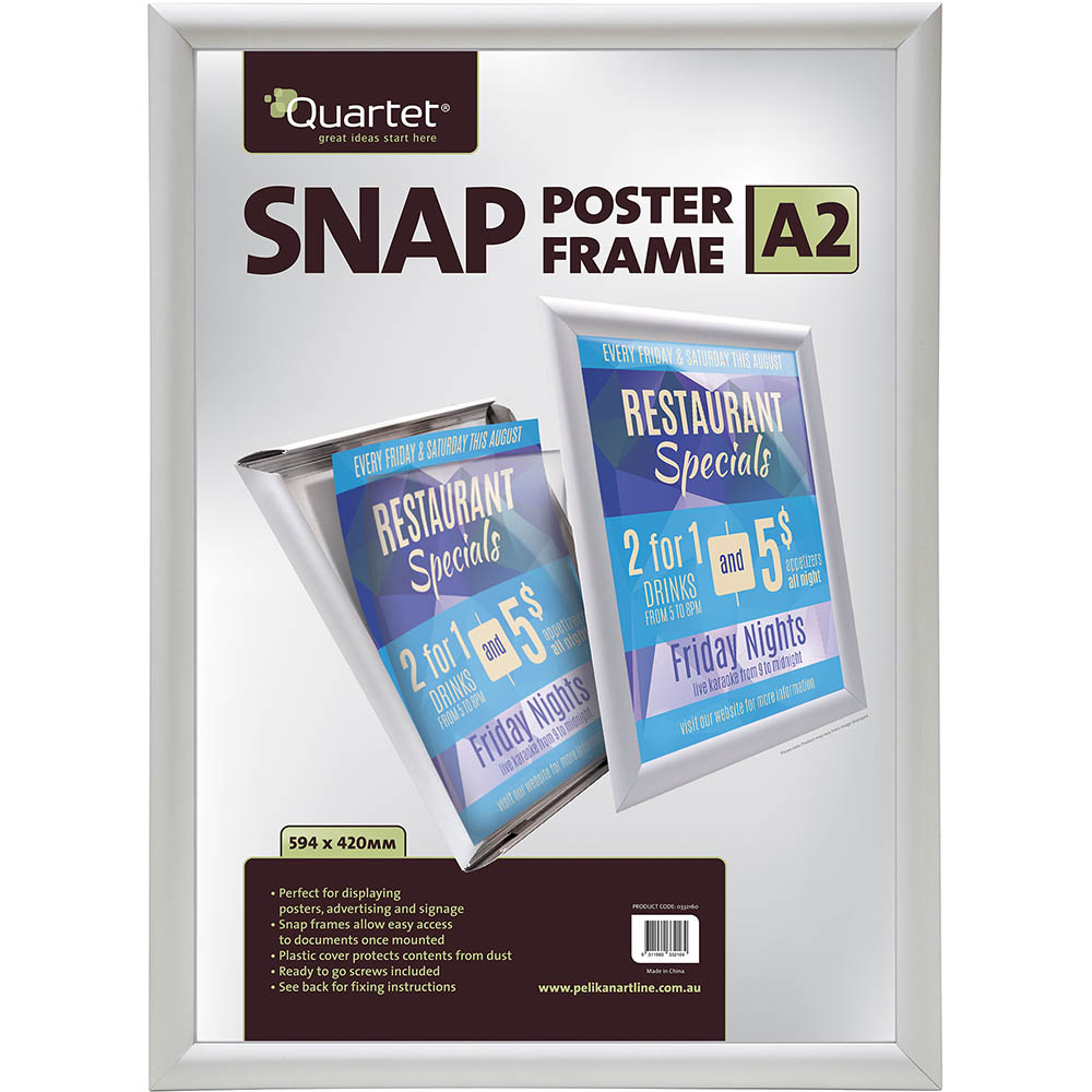 Image for QUARTET INSTANT SNAP POSTER FRAME A2 SILVER from Darwin Business Machines Office National