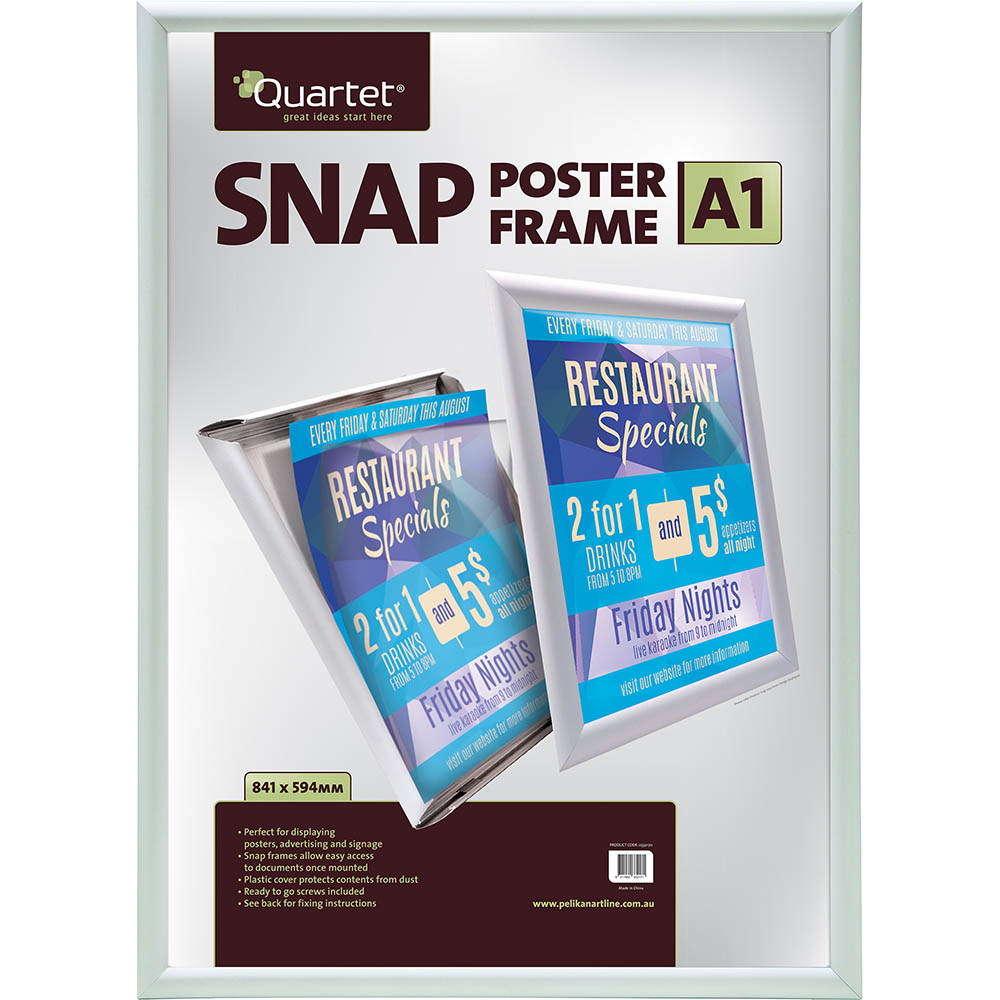 Image for QUARTET INSTANT SNAP POSTER FRAME A1 SILVER from Our Town & Country Office National