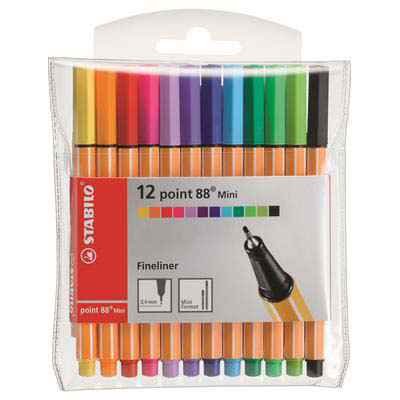 Image for STABILO 88 POINT FINELINER PEN 0.4MM MINI WALLET WALLET 12 from PaperChase Office National