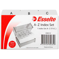 esselte ruled system cards indices a-z pvc 127 x 76mm grey