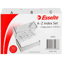 esselte ruled system cards indices a-z pvc 152 x 102mm grey
