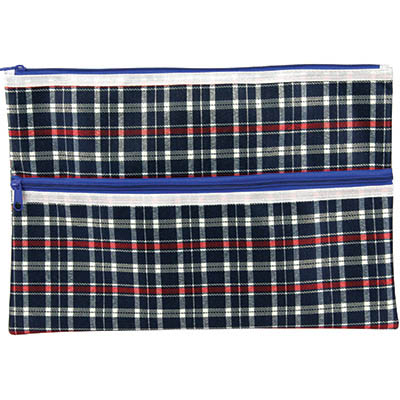 Image for CELCO TARTAN PENCIL CASE 2 ZIP 375 X 264MM from Paul John Office National