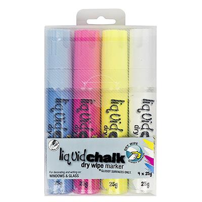 Image for TEXTA LIQUID CHALK MARKER DRY WIPE CHISEL 15MM ASSORTED WALLET 4 from Connelly's Office National