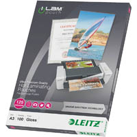 leitz ilam laminating pouch 125 micron a3 clear pack 100