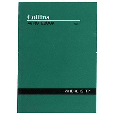 Image for COLLINS NOTEBOOK WHERE IS IT A-Z INDEX 120 PAGE A6 GREEN from Discount Office National