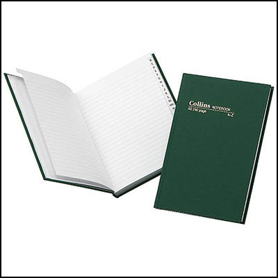 Image for COLLINS CASEBOUND NOTEBOOK A-Z INDEX 240 PAGE A5 GREEN from Surry Office National