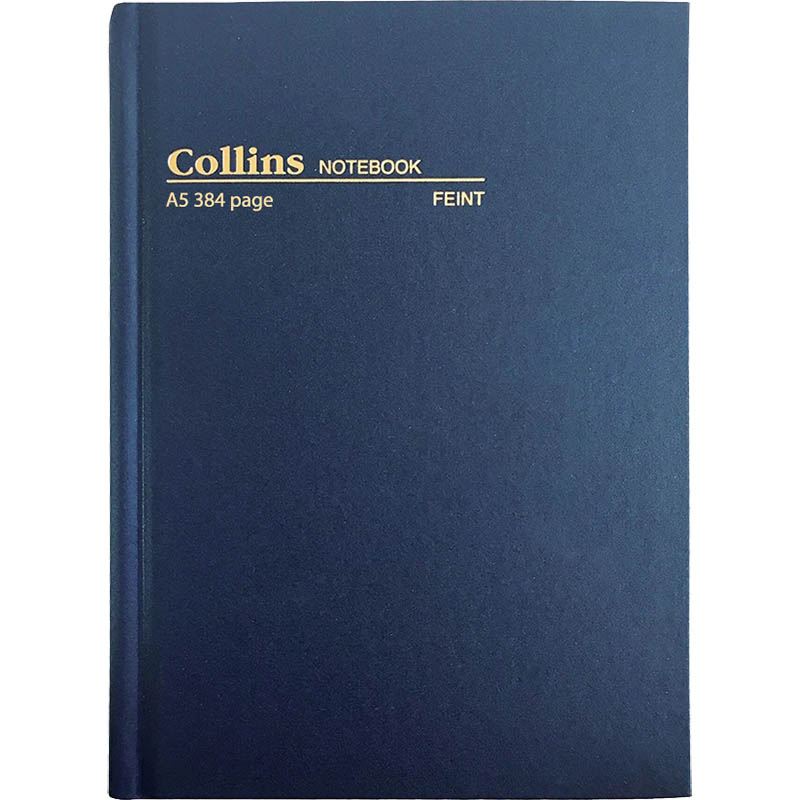 Image for COLLINS CASEBOUND NOTEBOOK FEINT RULLED 384 PAGE A5 BLUE from Pirie Office National
