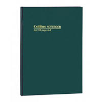 collins casebound notebook short a-z index 168 page a4 green