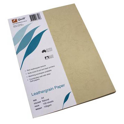 Image for QUILL BINDING COVER LEATHERGRAIN 100GSM A4 NATURAL PACK 100 from Two Bays Office National