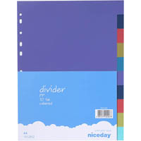 niceday pp divider 10-tab a4 assorted