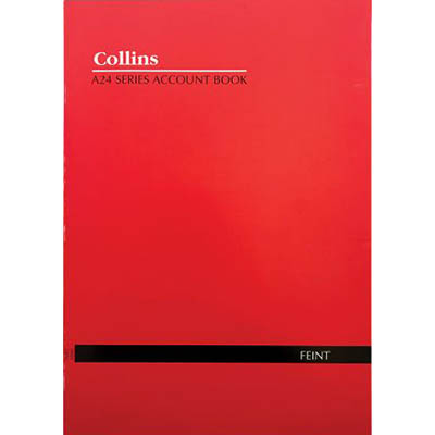 Image for COLLINS A24 SERIES ACCOUNT BOOK FEINT RULED STAPLED 24 LEAF A4 RED from Axsel Office National