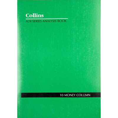 Image for COLLINS A24 SERIES ANALYSIS BOOK 10 MONEY COLUMN FEINT RULED STAPLED 24 LEAF A4 GREEN from Office National