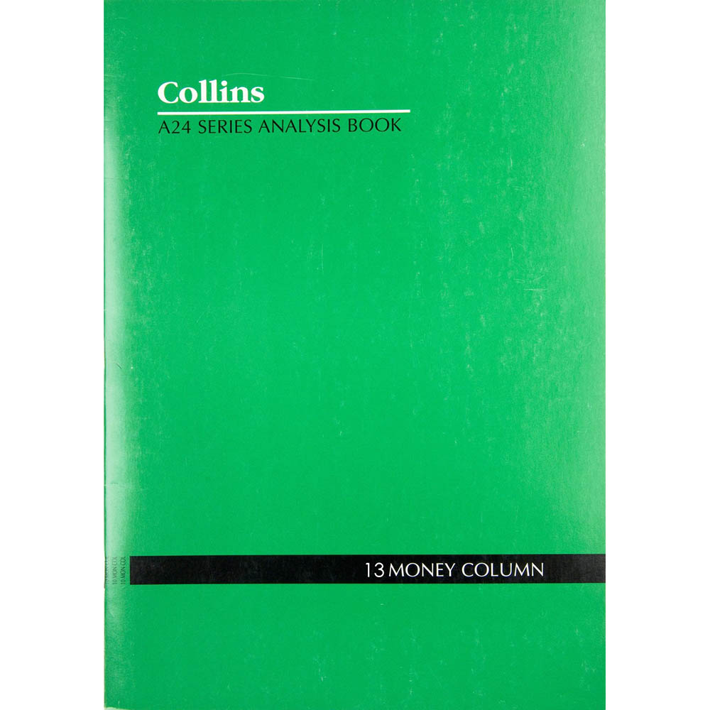 Image for COLLINS A24 SERIES ANALYSIS BOOK 13 MONEY COLUMN FEINT RULED STAPLED 24 LEAF A4 GREEN from Office National