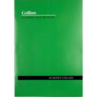 collins a24 series analysis book 18 money column feint ruled stapled 24 leaf a4 green