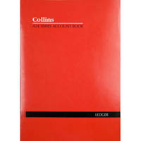 collins a24 series account book double ledger feint ruled stapled 24 leaf a4 red