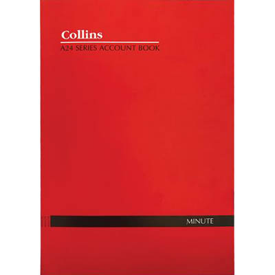 Image for COLLINS A24 SERIES ACCOUNT BOOK MINUTE FEINT RULED STAPLED 24 LEAF A4 RED from Paul John Office National
