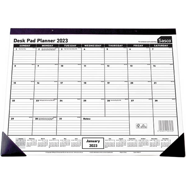 Image for SASCO YEAR PLANNER DESK PAD 420 X 555MM from OFFICE NATIONAL CANNING VALE