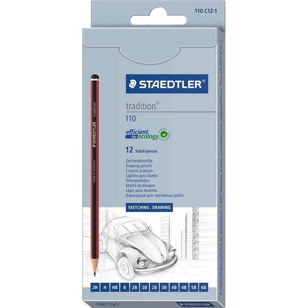 Image for STAEDTLER 110 TRADITION GRAPHITE PENCILS 9 ASSORTED DEGREES BOX 12 from Officebarn Office National