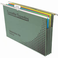 crystalfile expanding suspension files foolscap green box 10