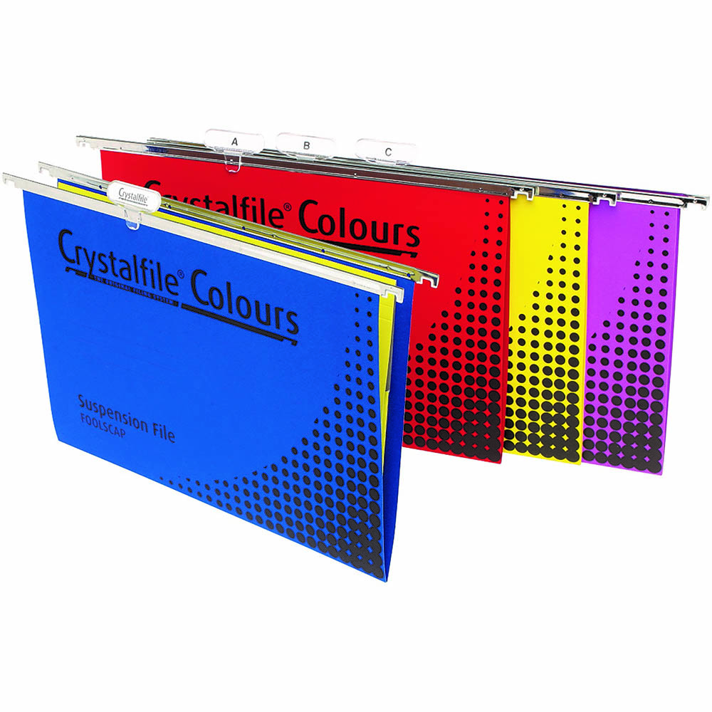 Image for CRYSTALFILE COLOURS SUSPENSION FILES FOOLSCAP ASSORTED PACK 25 from OFFICE NATIONAL CANNING VALE
