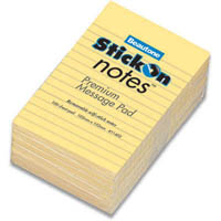 stick-on notes message pad 100 sheets 102 x 52mm yellow pack 6