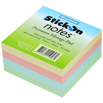 Image for STICK-ON NOTES CUBE 400 SHEETS 76 X 76MM PASTEL from Office National Barossa