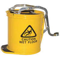 cleanlink mop bucket heavy duty metal wringer 16 litre yellow