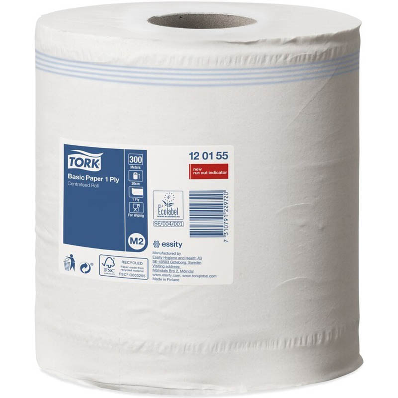 Image for TORK 120155 M2 BASIC CENTREFEED PAPER TOWEL 1-PLY 200MM X 300M WHITE CARTON 6 from Office National Barossa