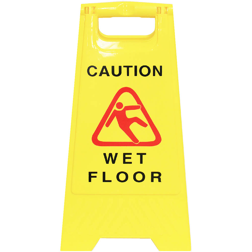 Image for CLEANLINK SAFETY A-FRAME SIGN WET FLOOR 430 X 280 X 620MM YELLOW from Emerald Office Supplies Office National