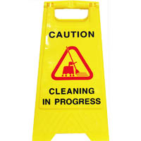 cleanlink safety a-frame sign cleaning in progress 430 x 280 x 620mm yellow
