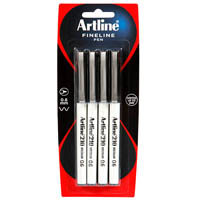 artline 210 fineliner pen 0.6mm black pack 4 hangsell