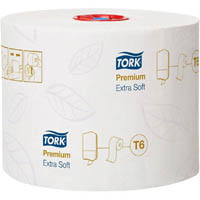 tork 127510 t6 premium mid-size toilet roll 3-ply 70m white roll carton 27
