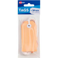 avery 13204 swing tags with string 96 x 48mm peach pack 24