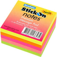 stick-on notes 80 sheets 76 x 76mm neon assorted