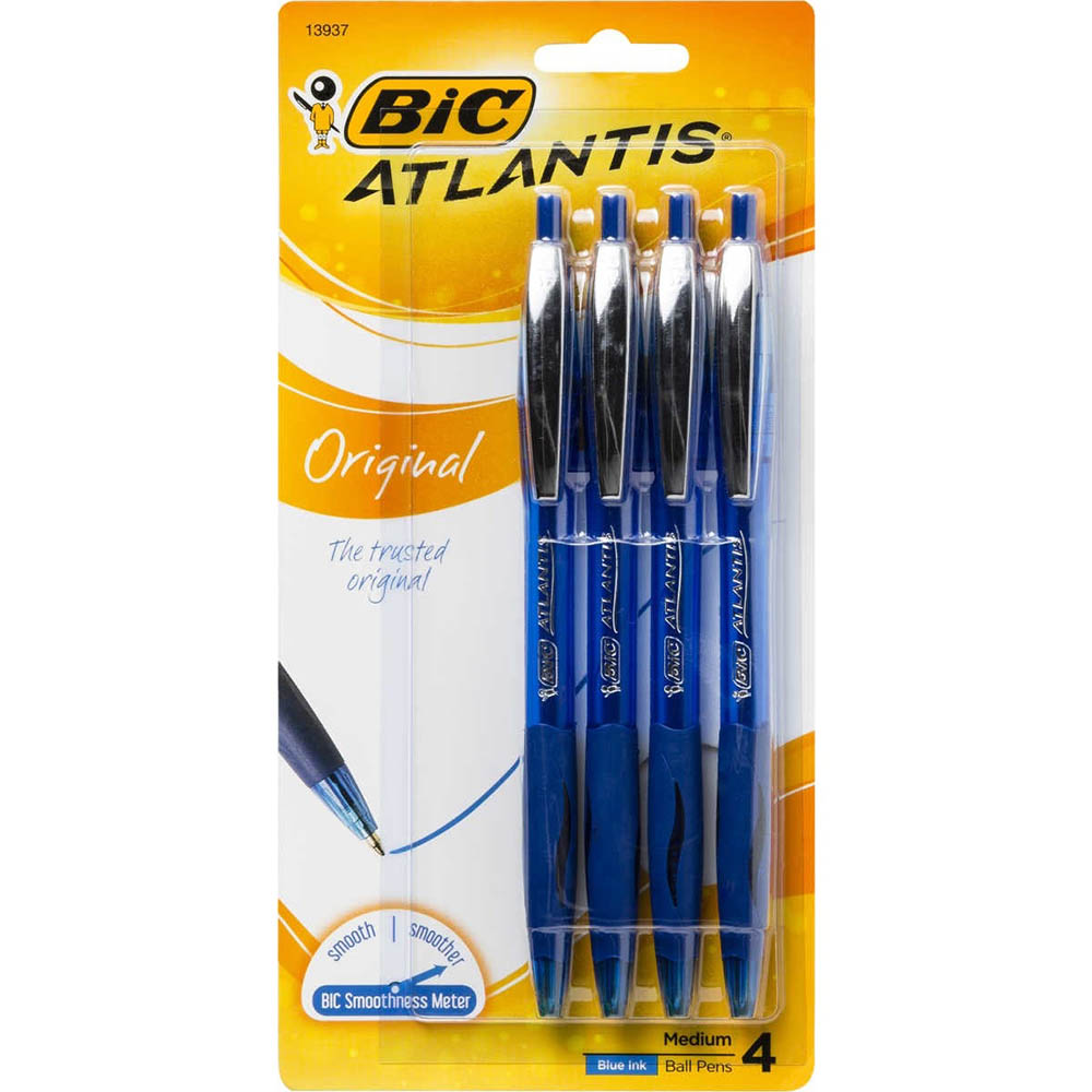 Image for BIC ATLANTIS RETRACTABLE BALLPOINT PEN 1.0MM BLUE PACK 4 from Emerald Office Supplies Office National